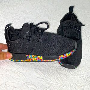 adidas Kids Black Sneakers with Multicolor Speckled Midsole